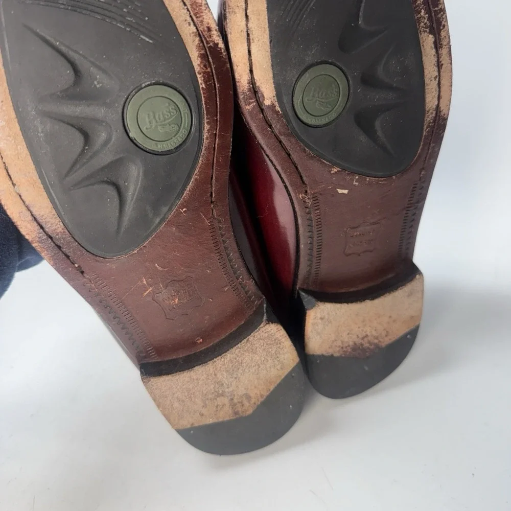 Vintage Bass Weejuns Tassel Loafers 9 D  Men's Burgundy Leather Slip On READ